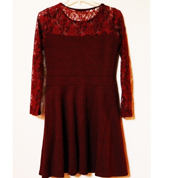 Red Floral Embroidered Strapless Dress - Picture 1 of 2